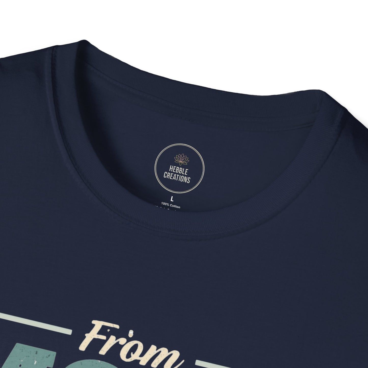 Close-up of a black t-shirt with a brand label on the collar.