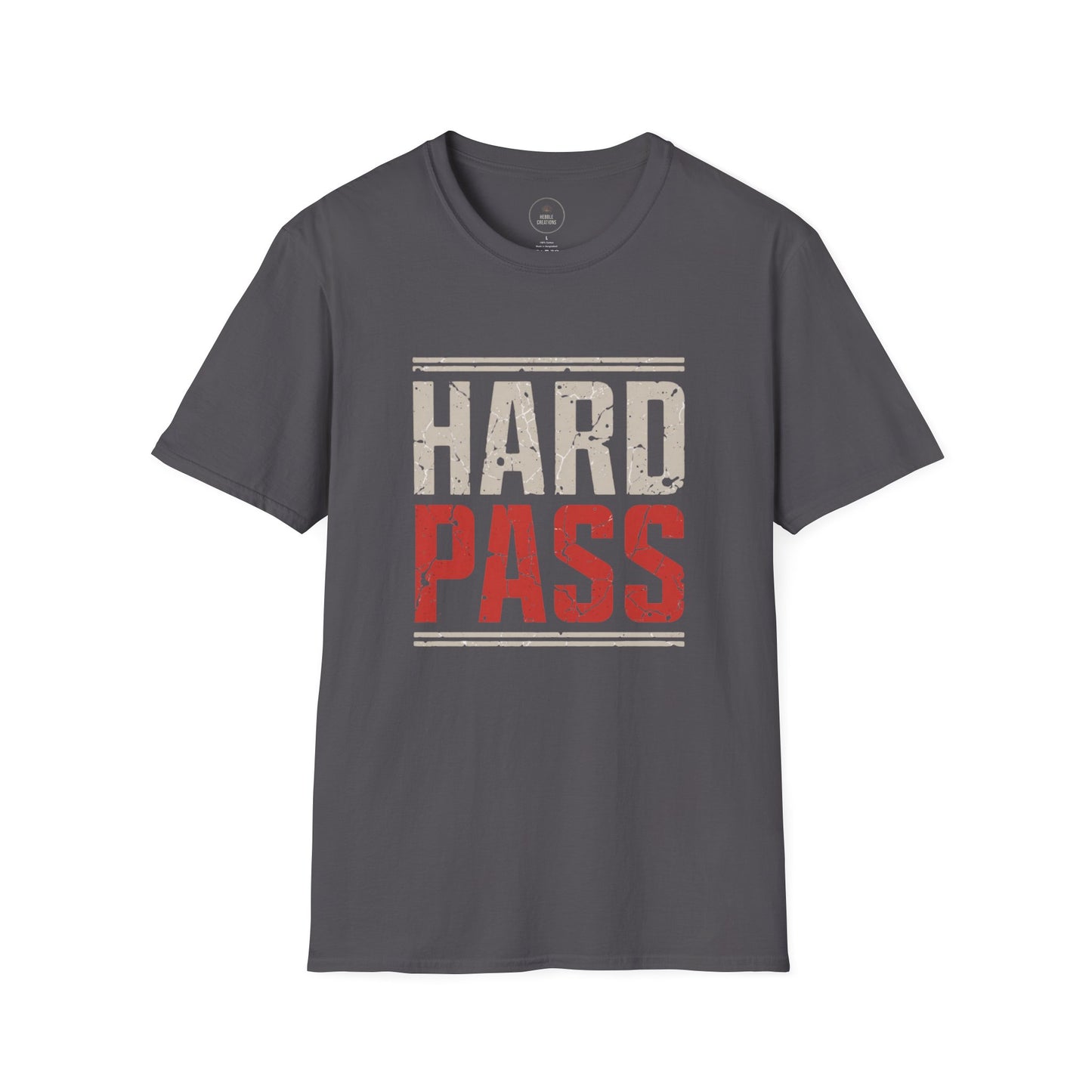 grey t-shirt with graphic hard pass 