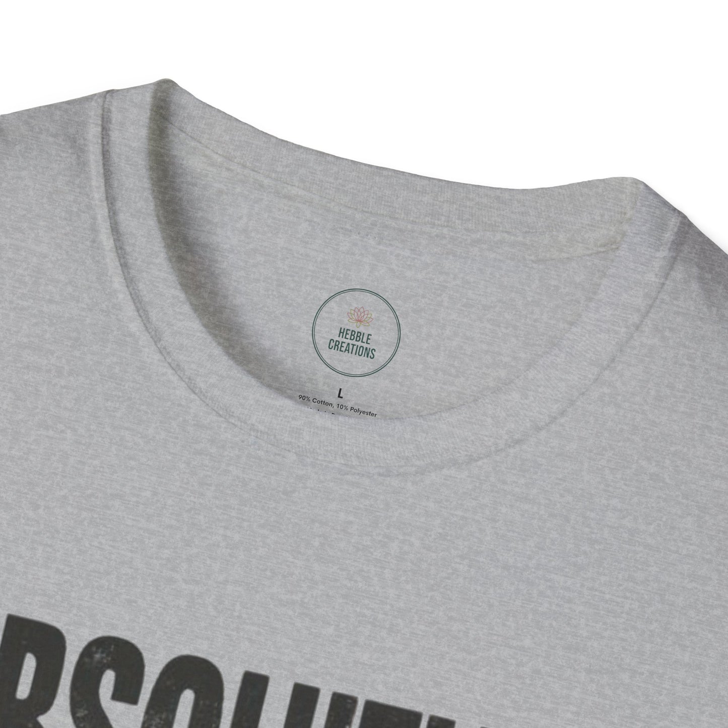Gray t-shirt with a brand label on the collar against a white background