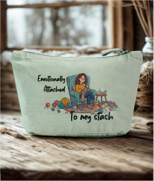 Knitting Project Bag – “Emotionally Attached to My Stash” | Crochet & Yarn Storage Bag